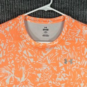 Under Armour Womens Shirt Small Orange Short Sleeve Loose Fit Activewear Gym Run